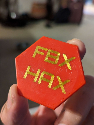 fbxhax-hex coin by fbxhax art & badges fbx badge 3d print model - Mito3D