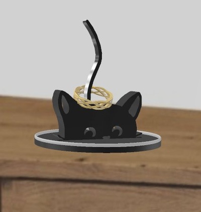 ring holder cat by mimi home decoration art sculptures gift mother day jewel fete meres 3d print model - Mito3D