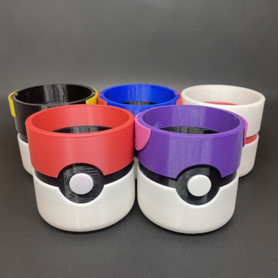 pokeball planters multipart no supports v2 by jaayjeee household decor pot pokemon plant planter succulent flowerpot 3d print model - Mito3D