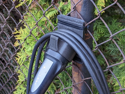 fence-mounted type 2 ev cable holder remixed by mrstolarsky hobby & diy vehicles 3d print model - Mito3D