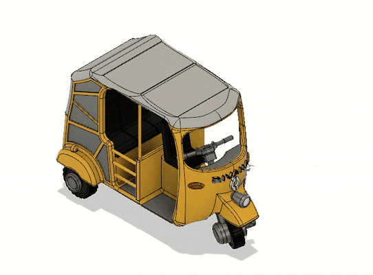 yellow tuk-tuk auto rickshaw movements version 2 by black jack hobby & diy vehicles automotive tuktuk 3d print model - Mito3D