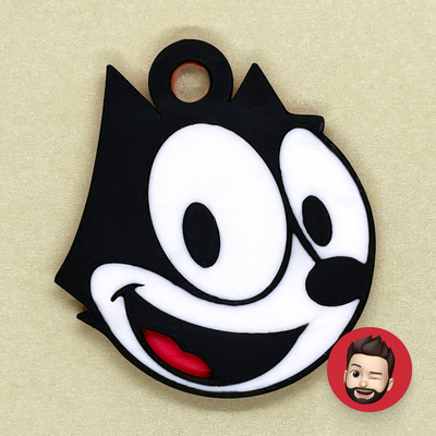 characters felix cat keychain by nicodeimos fashion jewelry key ring rings chain chains keychains keyring keyrings animal cartoon animation ear ears earring earrings magnet magnets 3d print model - Mito3D