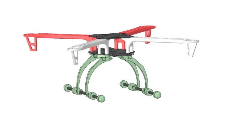 shock absorbing f450 aterrissagem engrenagem by bula87 pl passatempo faça robótica quadro armação quadcopter thingiverse trem pouso djif450 3d print model - Mito3D