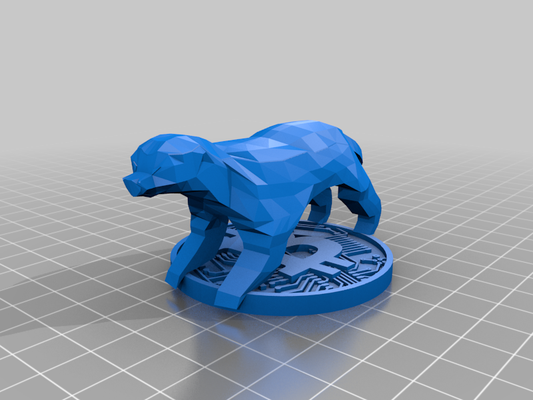poly honey badger dual extrusion by jonathanlevi art sculptures statue animal bitcoin thingiverse 3d print model - Mito3D