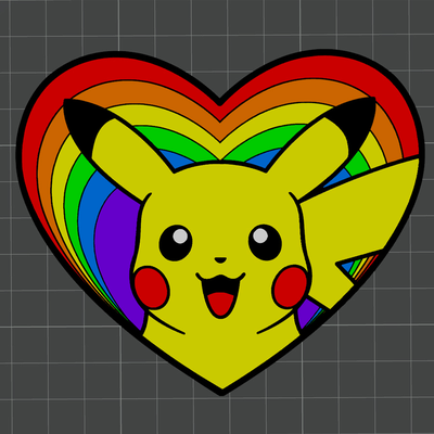 l'amour is pikachu pokémon by mr3dcraft art 2d jeu freak habituel anime dessin animé aimant mur 3d print model - Mito3D