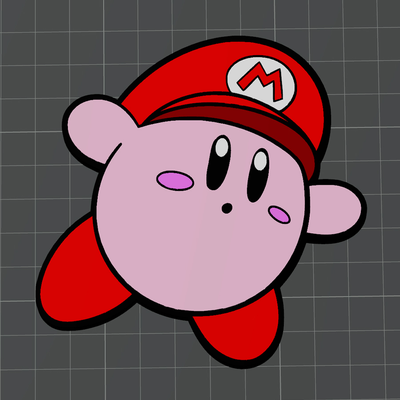 kirby mario - by mr3dcraft art 2d nintendo coaster game magnet wall 3d print model - Mito3D
