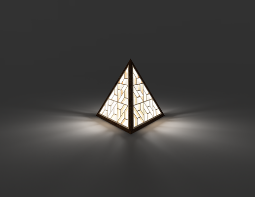 tetraedro luminária by jal xá casa decoração conduziu luz led lâmpada mesa kumiko 3d print model - Mito3D