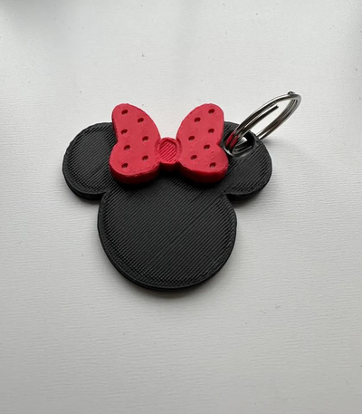 minnie mouse keychain zipper pull by stevesdesigns props & cosplays disney disneyland world multi color colour printing 3d print model - Mito3D
