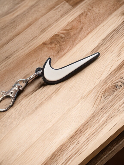 nike logo keychain - no ams needed by lilac rage art signs & logos key chain keyring ring do it 3d print model - Mito3D