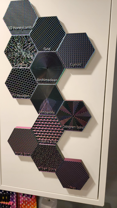 hexagon infill pattern display set by serge larondelle art 2d 3d print model - Mito3D