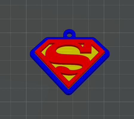 superman keychain - color swap no ams needed by lilac rage art signs & logos dc comics super man comicbooks comic book of steel key chain keyring ring superhero 3d print model - Mito3D