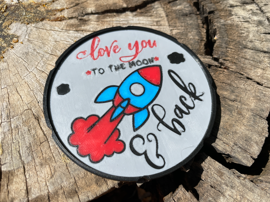 'love to moon back' coaster by 3dprintsmom household house models love multi color 3d print model - Mito3D