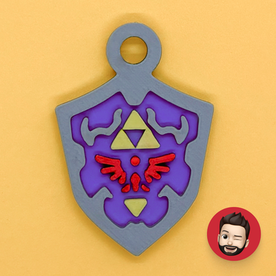 zelda hylian shield keychain by nicodeimos art coin & badges video game videogame key ring rings chain chains keychains keyrings keyring link nintendo ear ears earring earrings magnet magnets 3d print model - Mito3D