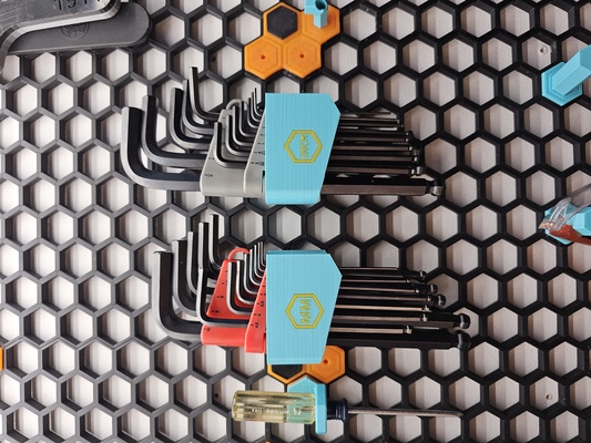 bal peteği depolama duvar hsw tekton allen anahtar kulp destek yeniden karıştırılmış by chuckr araçlar organizatörler anahtarı petek duvarı 3d print model - Mito3D