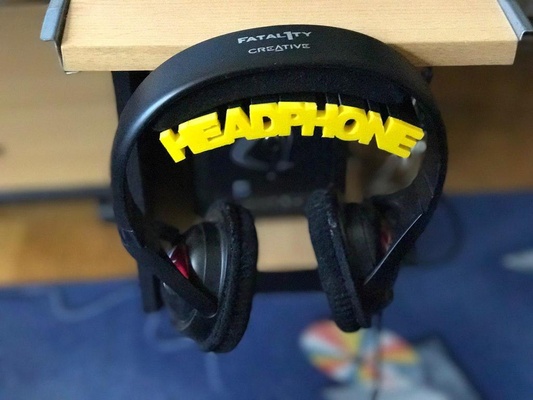 headphone holder curved by wing-art tools gadgets headphones headphoneholder thingiverse headphonehook headphonehanger headphonesholder headphoneshook underdeskheadphones gamingheadphones 3d print model - Mito3D