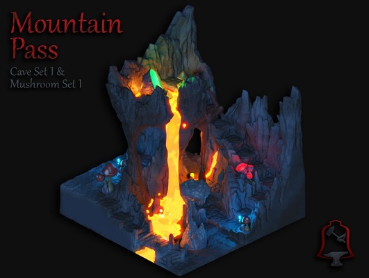 openfoliage cave set 1 by calelebl toys & games dnd rock tabletop terrain wargameterrain wargaming 3d print model - Mito3D