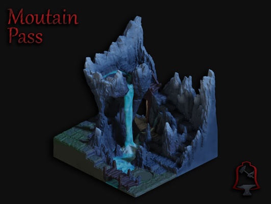 montagne passer massif soutien libre impression by chemin lebl jouets jeux dnd support feuillage ouvert table terrain wargaming 3d print model - Mito3D