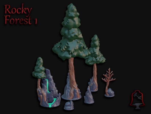 openfoliage rocky forest inserts by calelebl toys & games tabletop terrain wargaming wargamingterrain 3d print model - Mito3D