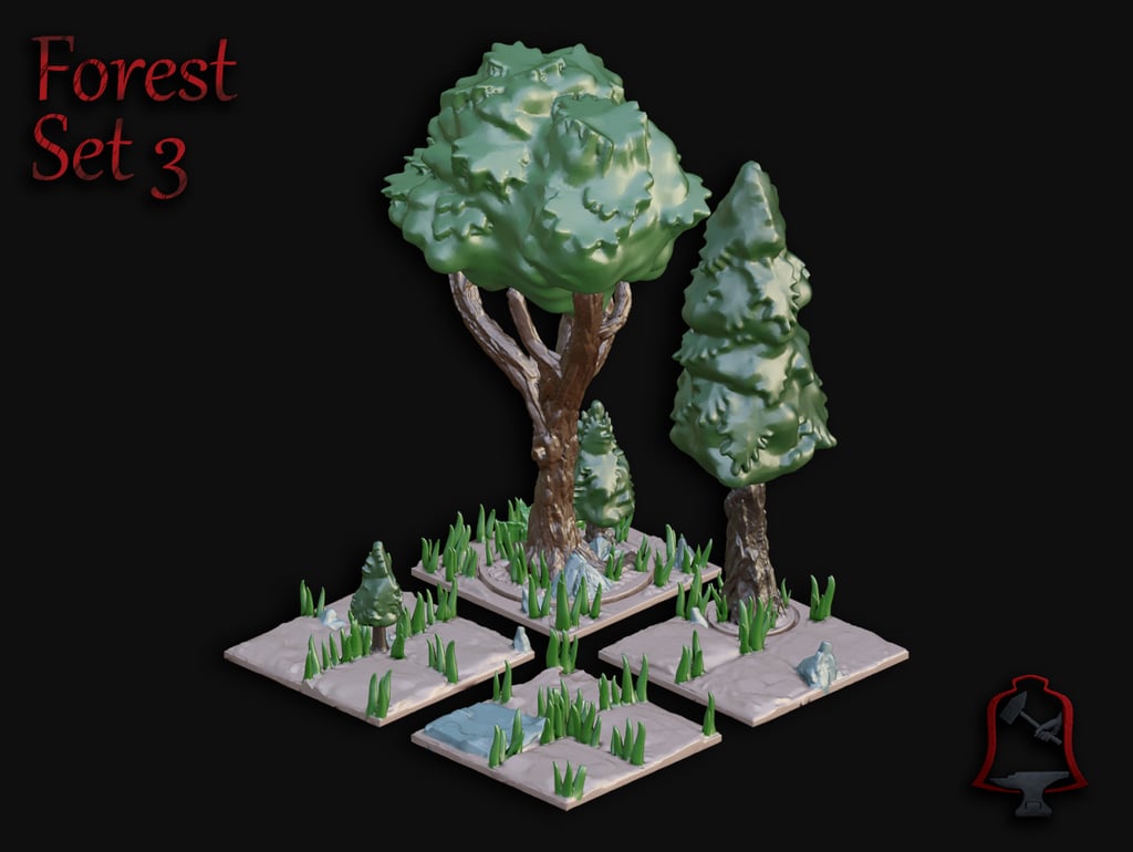 feuillage ouvert forêt ensemble 3 by chemin lebl jouets jeux dnd openforge table terrain arbre terrains guerre 3D print model - Mito3D