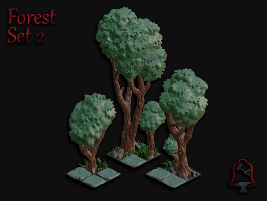 açık yaprak orman ayarlamak 2 by path lebl oyuncaklar oyunlar dnd fantezi openforge bitki masaüstü masa oyunu arazi ağaç savaş oyunları wargaming 3d print model - Mito3D