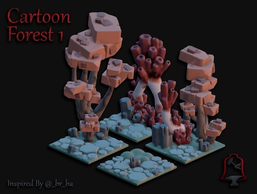 extraterrestre forêt dessin animé by chemin lebl jouets jeux dnd fantaisie feuillage ouvert table terrain wargameterrain wargaming 3d print model - Mito3D