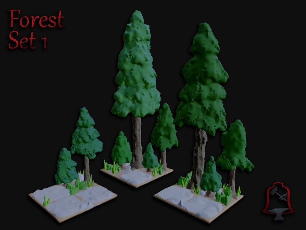 feuillage ouvert forêt ensemble 1 by chemin lebl jouets jeux dnd pin table terrain arbre wargameterrain wargaming 3D print model - Mito3D