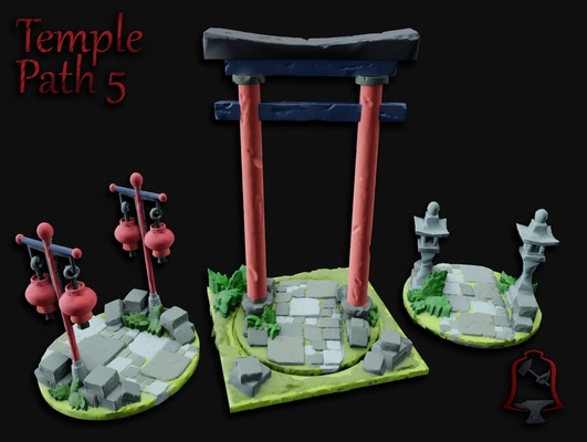 openfoliage temple stone path set 5 by calelebl toys & games dnd openforge tabletop tabletopgaming terrain wargameterrain wargaming 3d print model - Mito3D