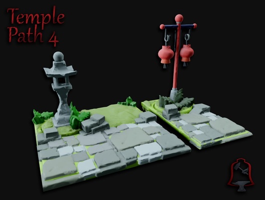 openfoliage temple stone path set 4 by calelebl toys & games asian dnd lantern openforge tabletop tabletopgaming terrain wargaming 3d print model - Mito3D