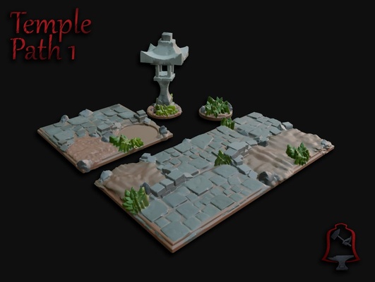 openfoliage temple stone path set 1 by calelebl toys & games asian boardgame dnd fantasy openforge wargaming wargamingterrain 3d print model - Mito3D