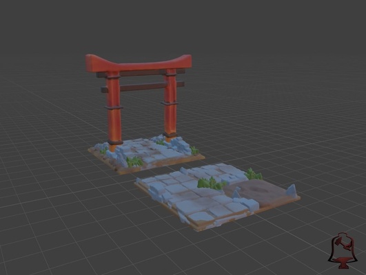 torii arco asiático estilo templo entrada by camino lebl juguetes juegos dnd fantasía miniatura follaje abierto forja mesa juego terreno guerra 3d print model - Mito3D