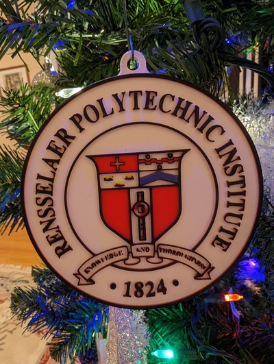 rpi rensselaer polytechnic institute seal christmas ornament - 5 color by sprior art models 3d print model - Mito3D