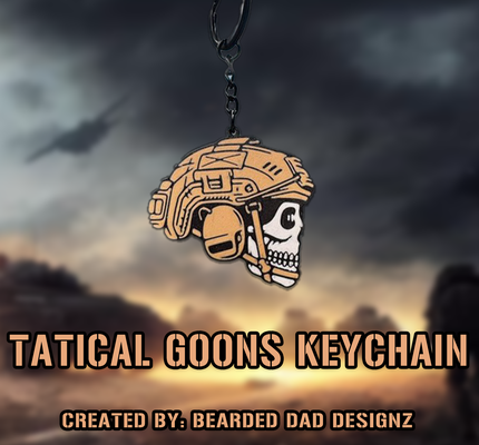 tactical goons keychain by bearded dad designz fashion models tatical skeleton army navy tanks guns 3d print model - Mito3D