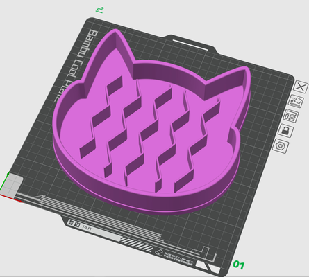 cat shaped slow feeder board by socal3d tools dog head treat bowl food 3d print model - Mito3D