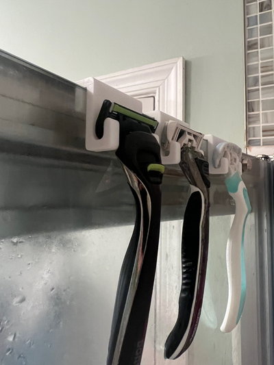 glass shower door razor hook by mjgrimm85 household house models 3d print model - Mito3D