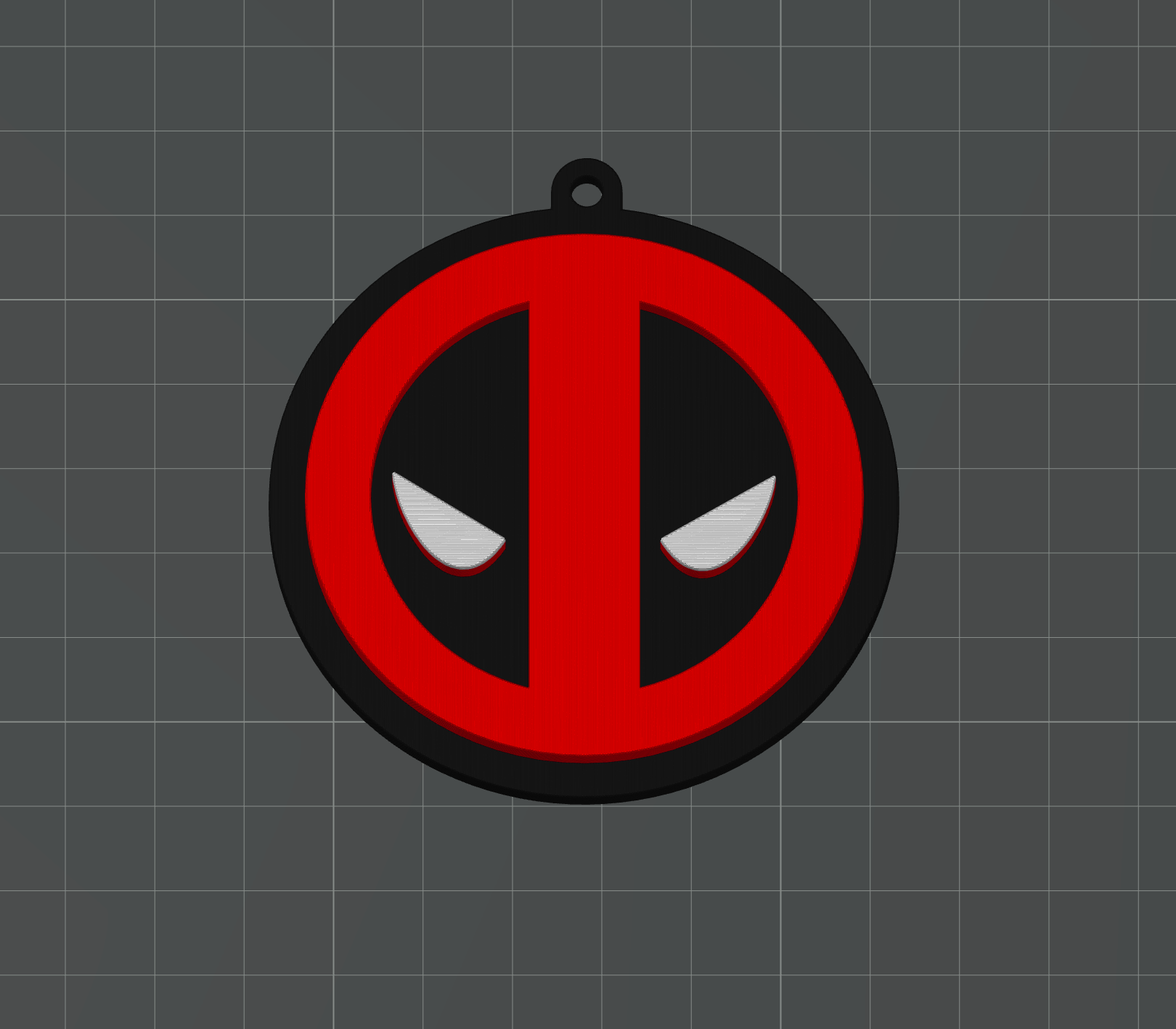 deadpool logo keychain - ams required by lilac rage art signs & logos dead pool symbol marvel key chain keyring ring 3D print model - Mito3D