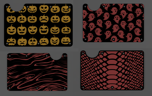ridge wallet plates by jsmpfog fashion models ridgewallet marble snake ghost pumpkin halloween custom 3d print model - Mito3D