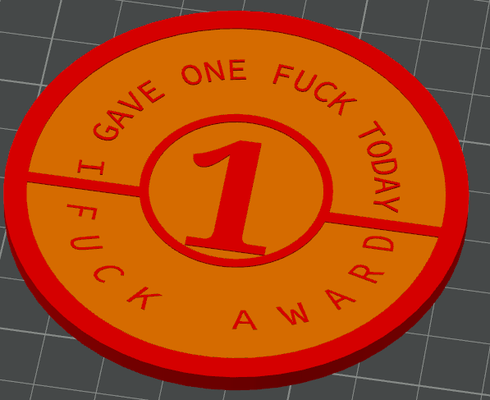 one fuck award by wisetait props & cosplays token 3d print model - Mito3D
