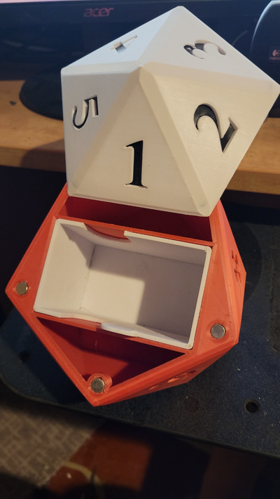 d20 edh deck box dice holder by buddydank hobby & diy magic gathering commander storage 3d print model - Mito3D
