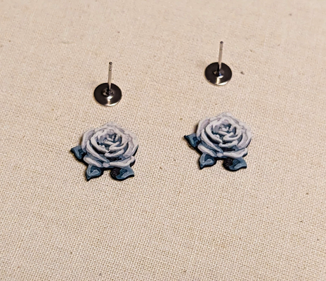 rose earrings by mistermollusk fashion jewelry 3d print model - Mito3D