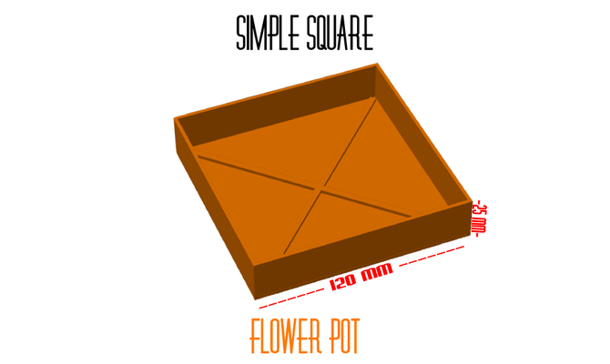 square tray flower pot by davejenej household garden simple 3d print model - Mito3D