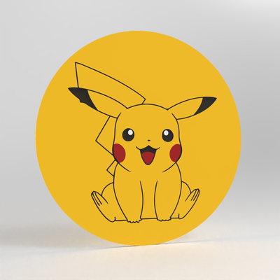 pikachu coaster or wall art by bruyant 2d pokémon mural multicolore 3d print model - Mito3D