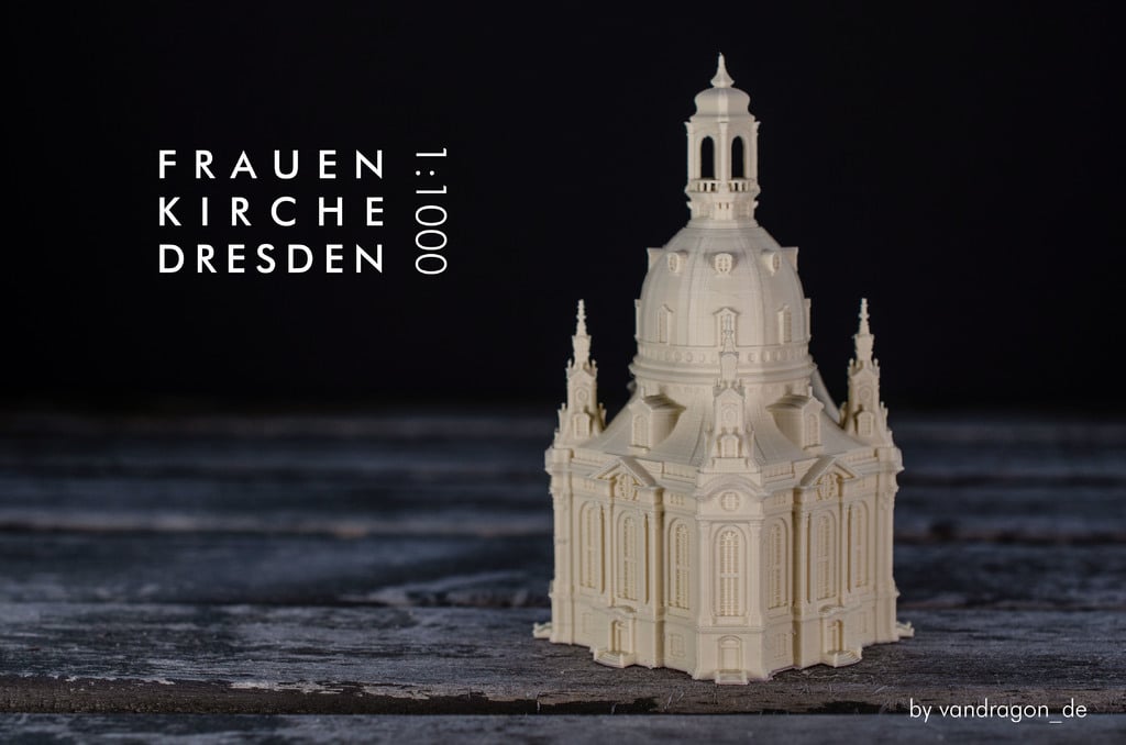 frauenkirche dresden by vandragon de miniatures architecture lutheran baroque building church germany landmark landmarks reformation sachsen saxony symbol 3D print model - Mito3D