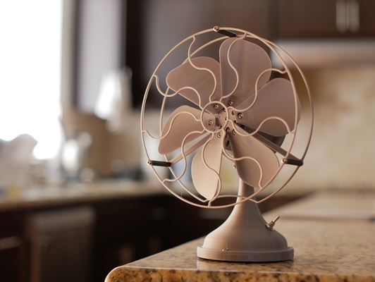 retro oscillating fan - redux remixed by alexy household house models desk tpu electric 18650 130 3d print model - Mito3D