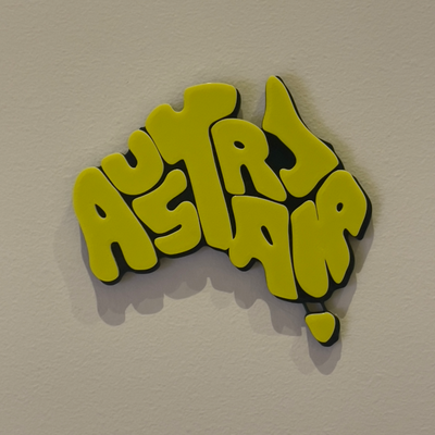 australia map word art fridge magnet wall decoration by tmakeroo signs & logos decor sign 3d print model - Mito3D