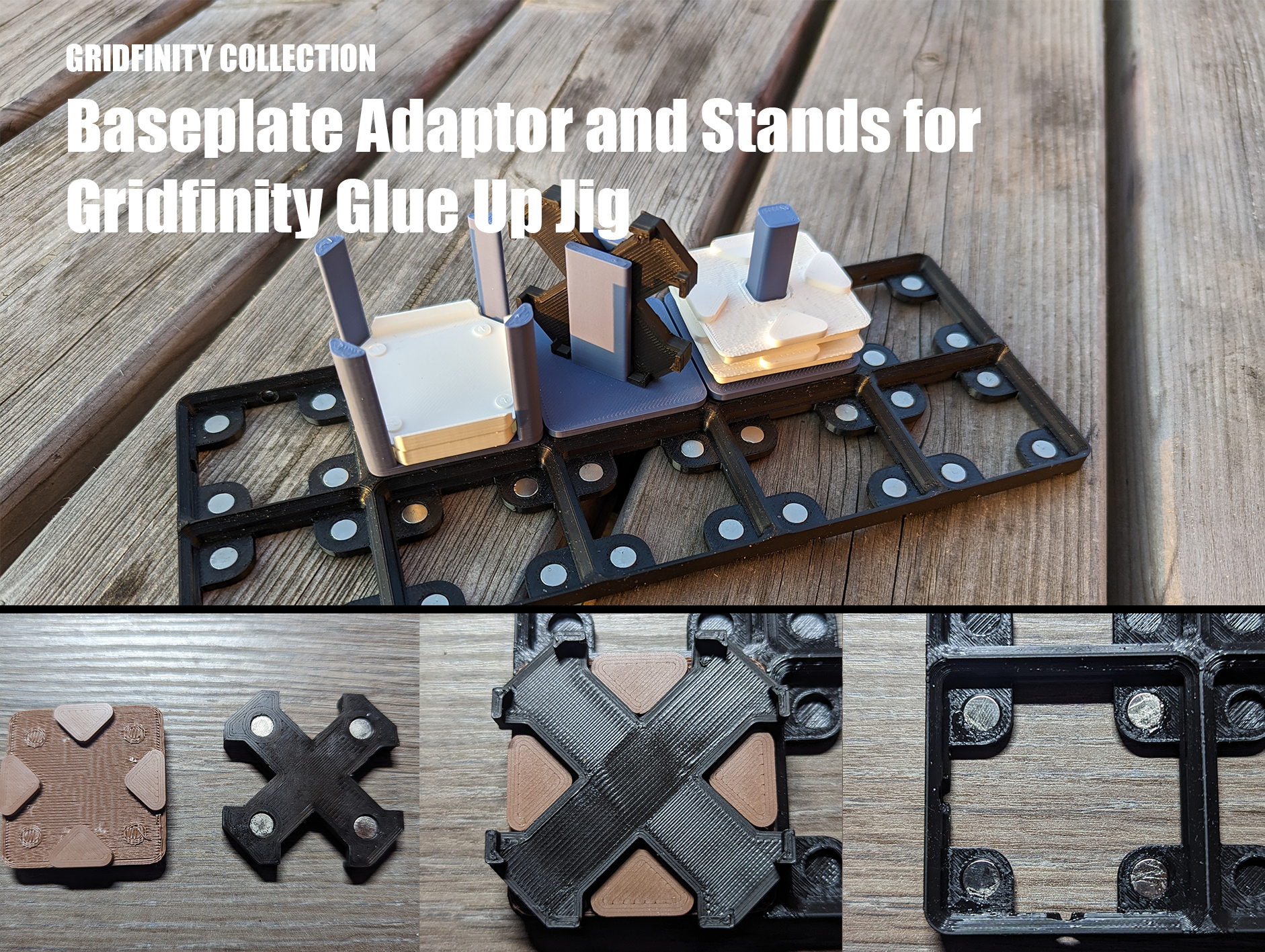baseplate stands remix - gridfinity glue up jig remixed by inaniaetvana tools organizers magnet 3D print model - Mito3D