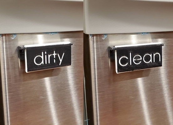 lavastoviglie pulito sporco flip cartello by alessia domestico casa modelli cucina indicatore thingiverse 3d print model - Mito3D