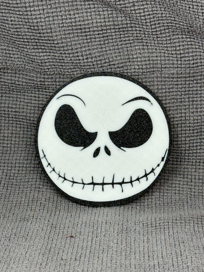 jack skellington face coaster by hlrcreations household decor nightmarebeforechristmas pop beer water p1p p1s x1c coffee halloween 3d print model - Mito3D