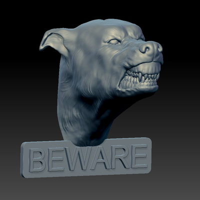 cuidado by sid ingénuo arte sinais logotipos cão placa escultura sidnaique 3d print model - Mito3D