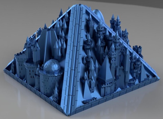 caché pyramide ville by mobile ménage décor modèle scalemodel pyramides cachée 3d print model - Mito3D