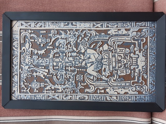 pakal's tomb lid - hueforge by mobiobi art signs & logos stone artifact pakal 3d print model - Mito3D